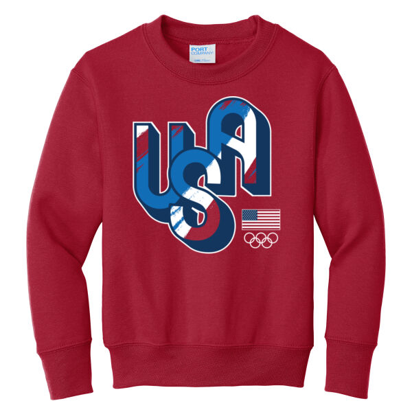USA Tessa Janecke - Youth Core Fleece Crewneck Sweatshirt Thumbnail