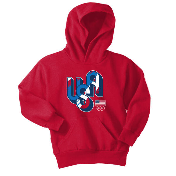 USA Tessa Janecke - Youth Core Fleece Pullover Hooded Sweatshirt Thumbnail