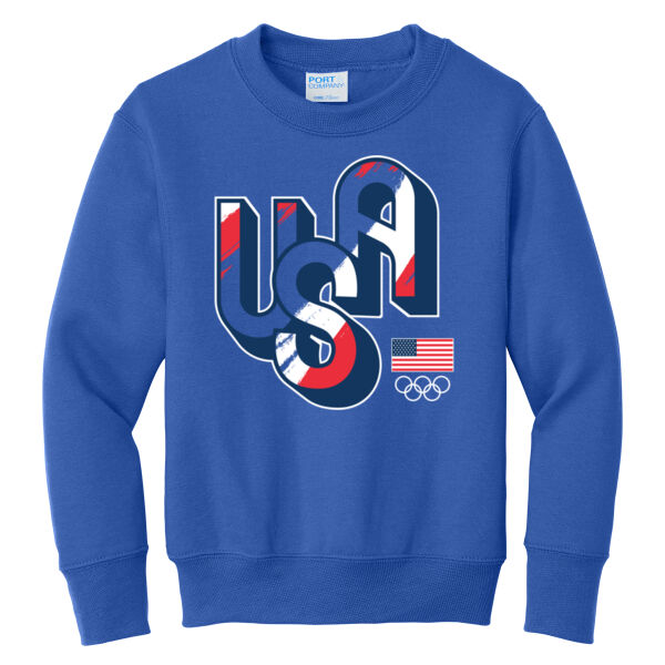USA Tessa Janecke - Youth Core Fleece Crewneck Sweatshirt Thumbnail